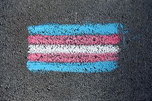 Transgender-Flagge mit Kreide auf Straße