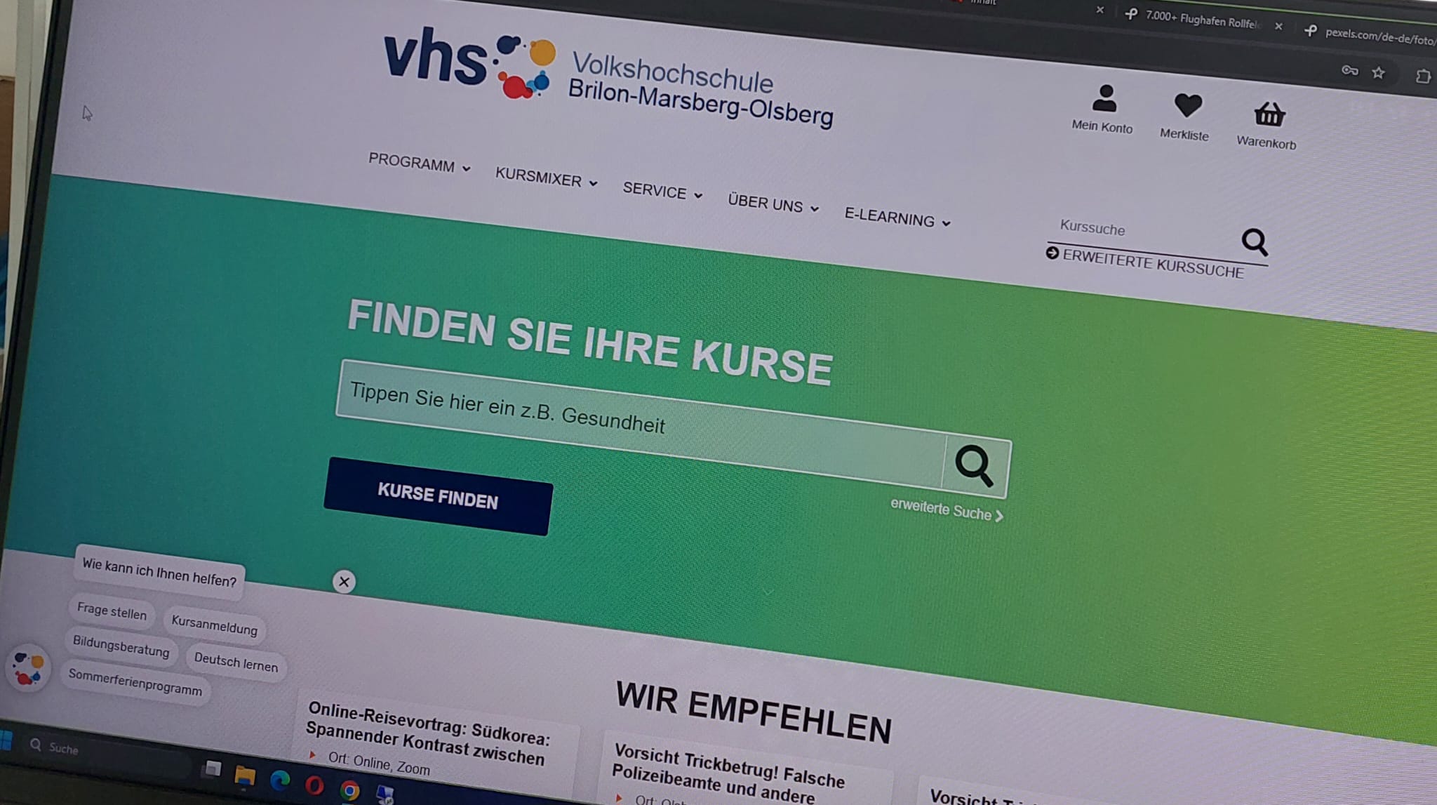 Öffnet die Seite 'Willkommen auf dem neuen Internetauftritt der VHS BMO!'